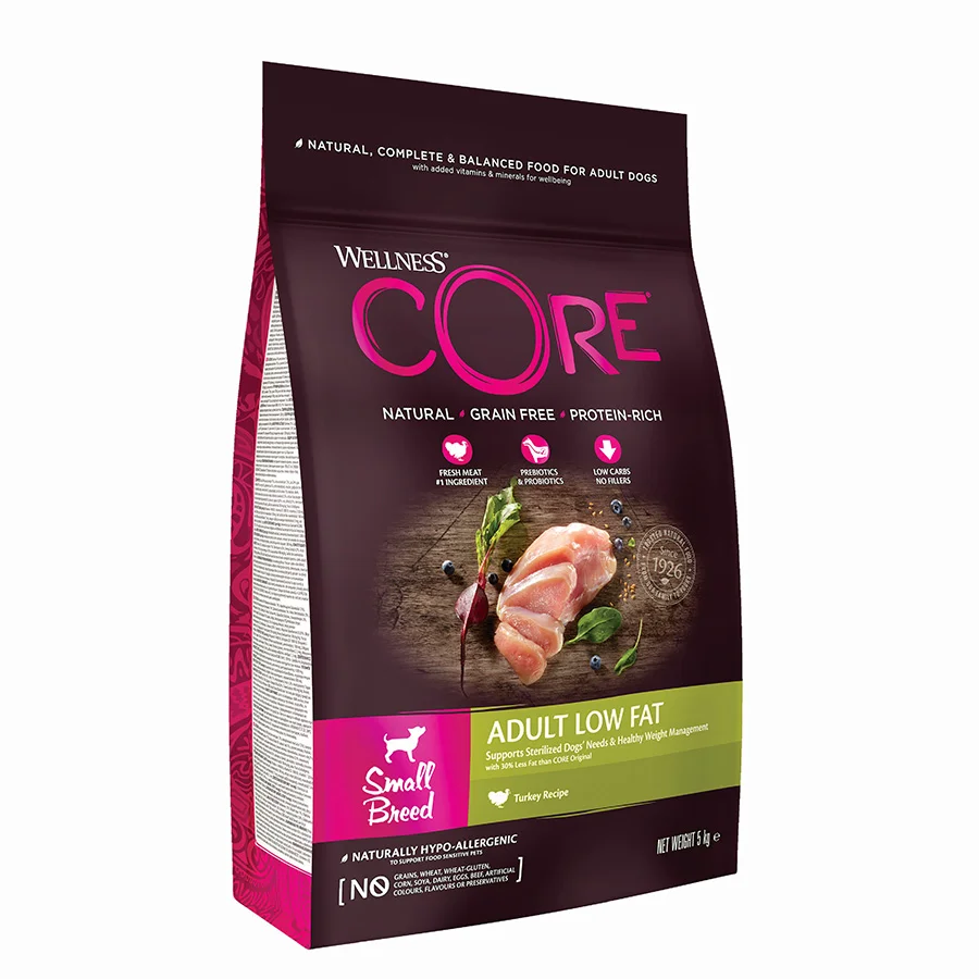 Powerful Wellness Core Low Fat Small Breed Adult Dry Dog Food Turkey 5kg Natural