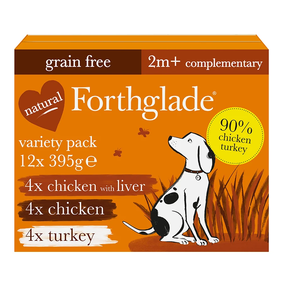 Sustainable Forthglade Grain Adult Wet Dog Food Poultry Variety 12x395g Environmentally Friendly