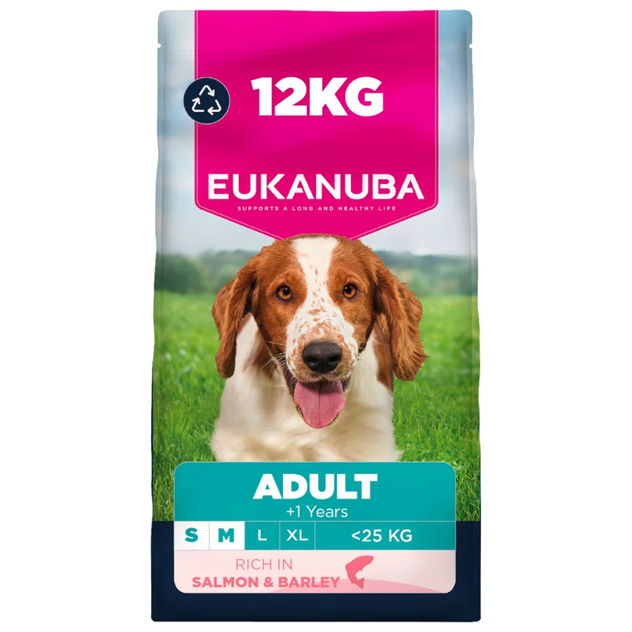 Eco-Friendly Eukanuba Small Medium Adult Dry Dog Food Salmon Barley 12kg Authentic
