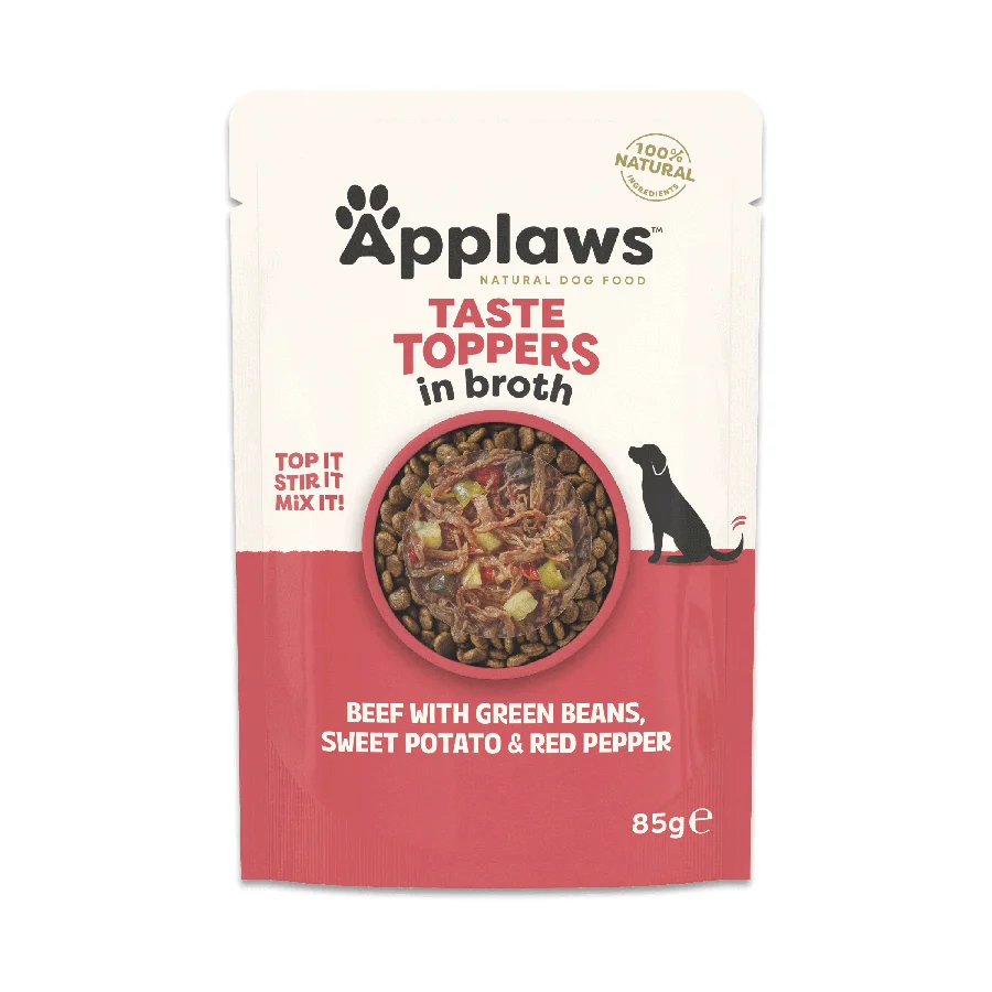 Practical Applaws Taste Toppers Wet Dog Food Beef Veg In Broth 85g Elite