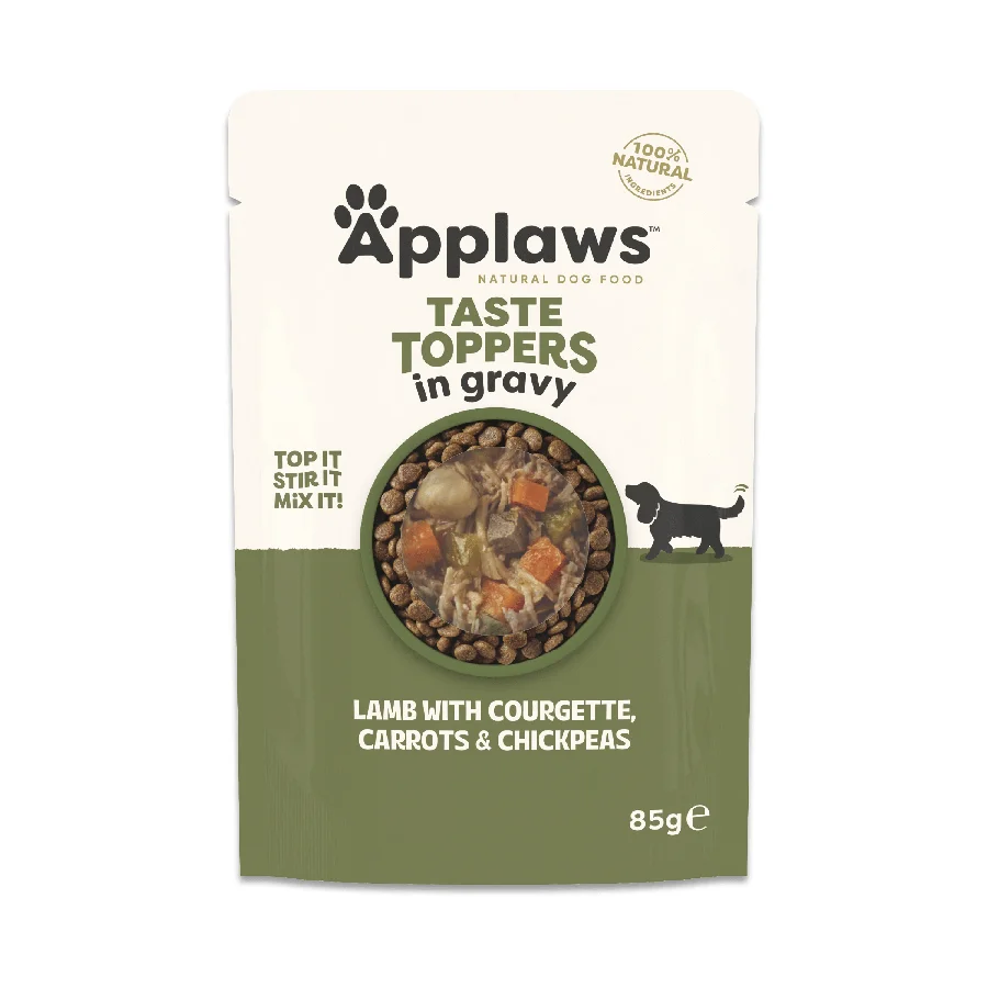 Specialty Applaws Taste Toppers Wet Dog Food Lamb with Veg Gravy 85g Excellent