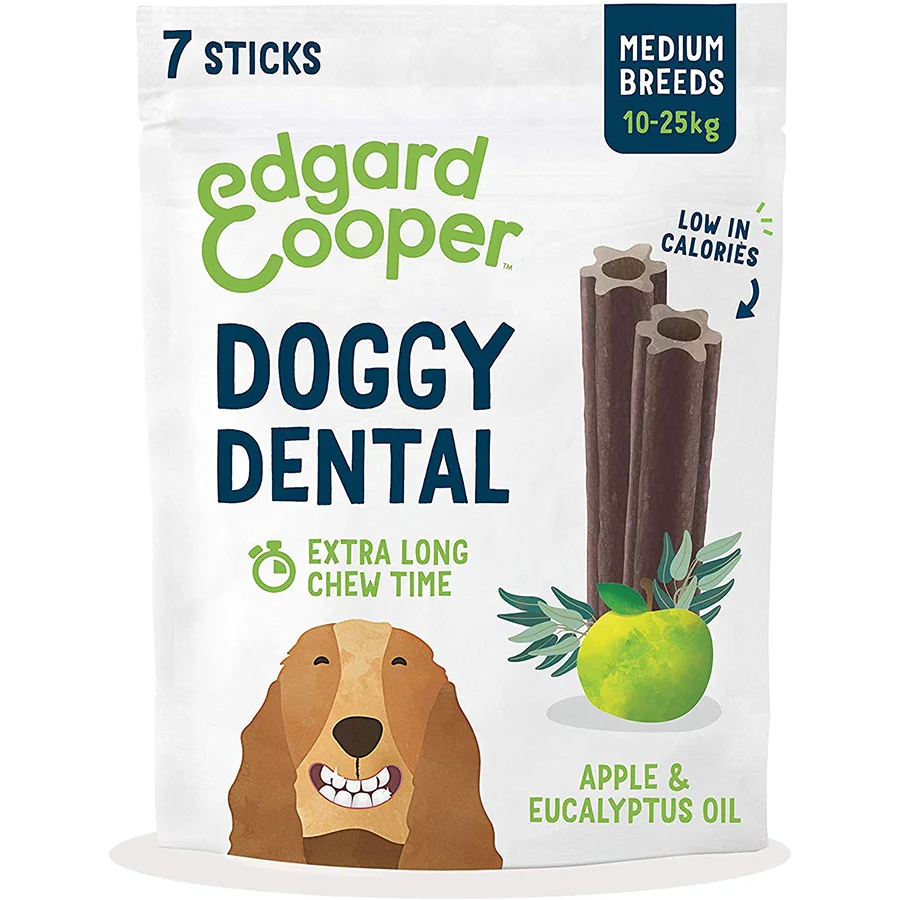 Traditional Edgard Cooper Doggy Dental Sticks Medium Breed Apple Eucalyptus 160g Comfortable