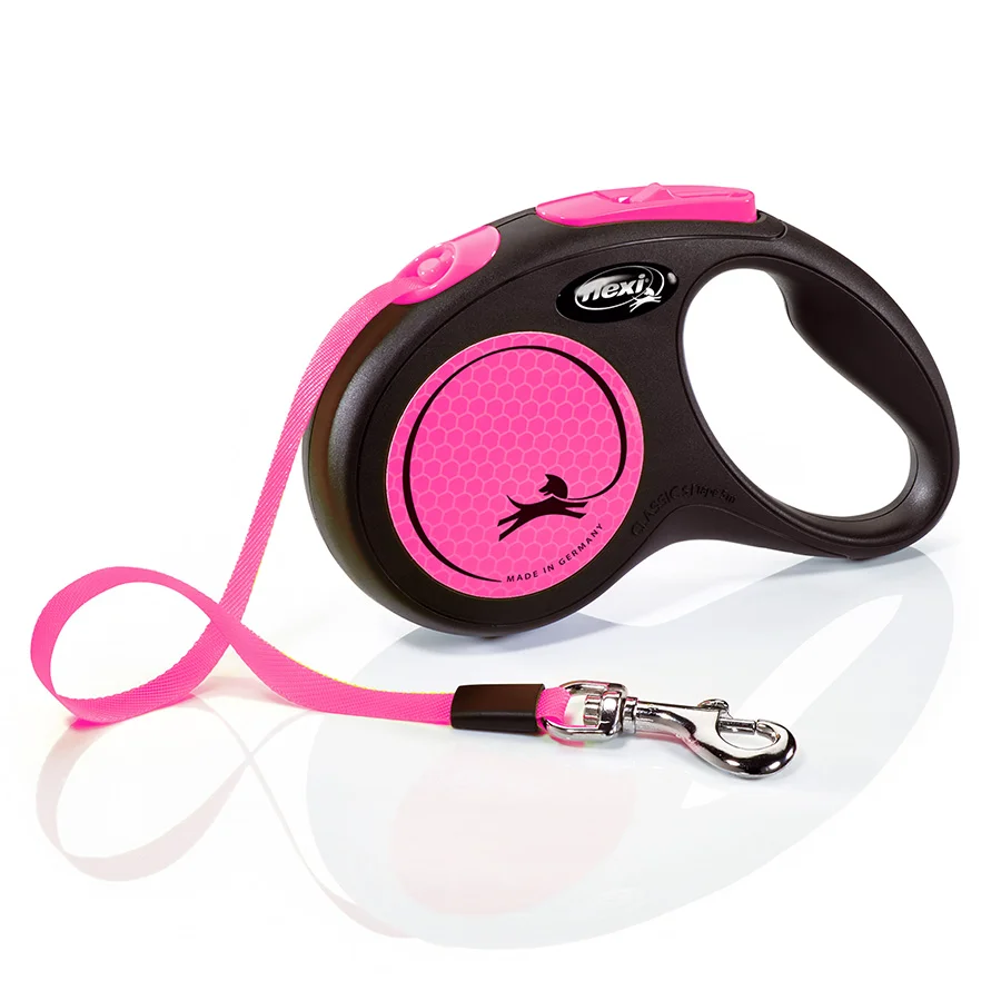 Practical Flexi New Neon Extending Dog Lead Tape 5m Pink Small Verified