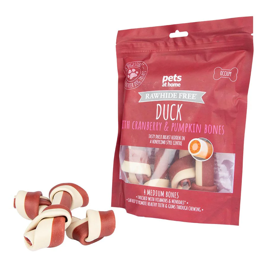 Proven Pets at Home Medium Adult Dog Treat Bones Duck with Cranberry Pumpkin 4 Pack Stylish