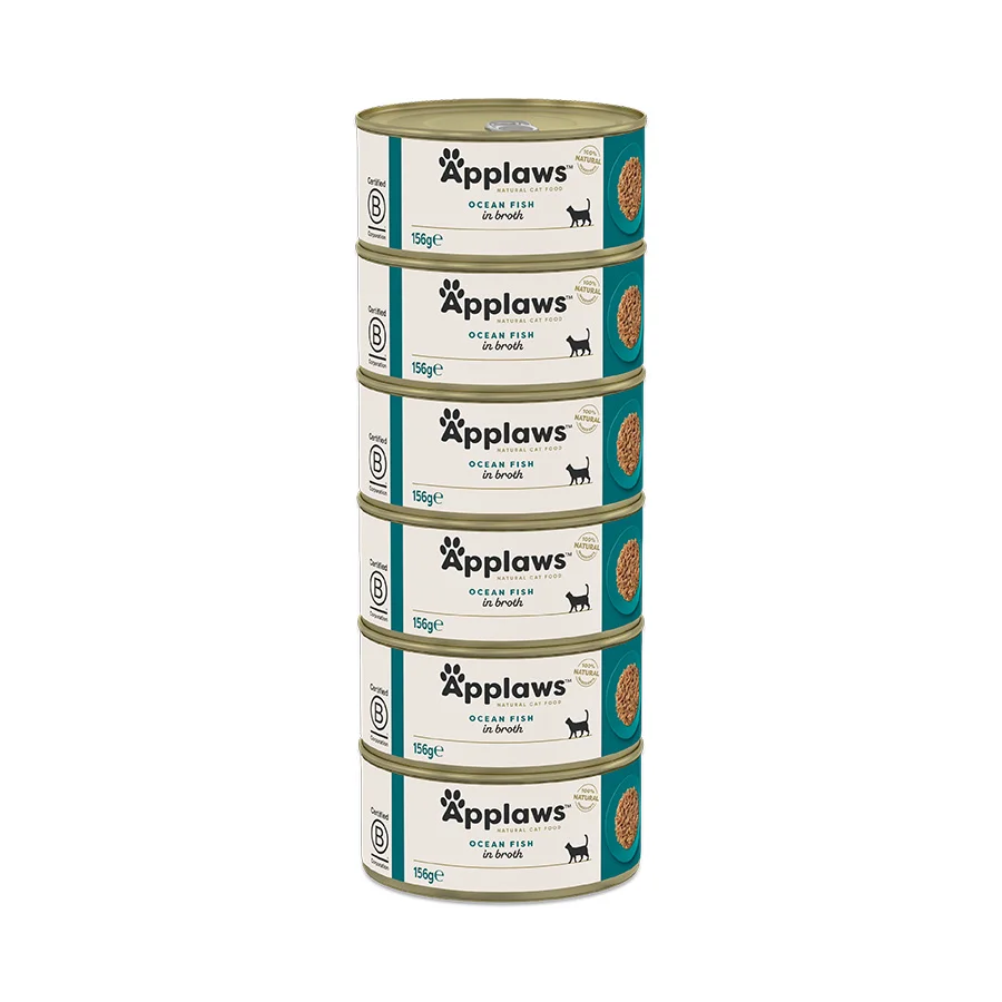 Exceptional Applaws Natural Wet Adult Cat Food Ocean Fish in Broth 6x156g Tins Detailed
