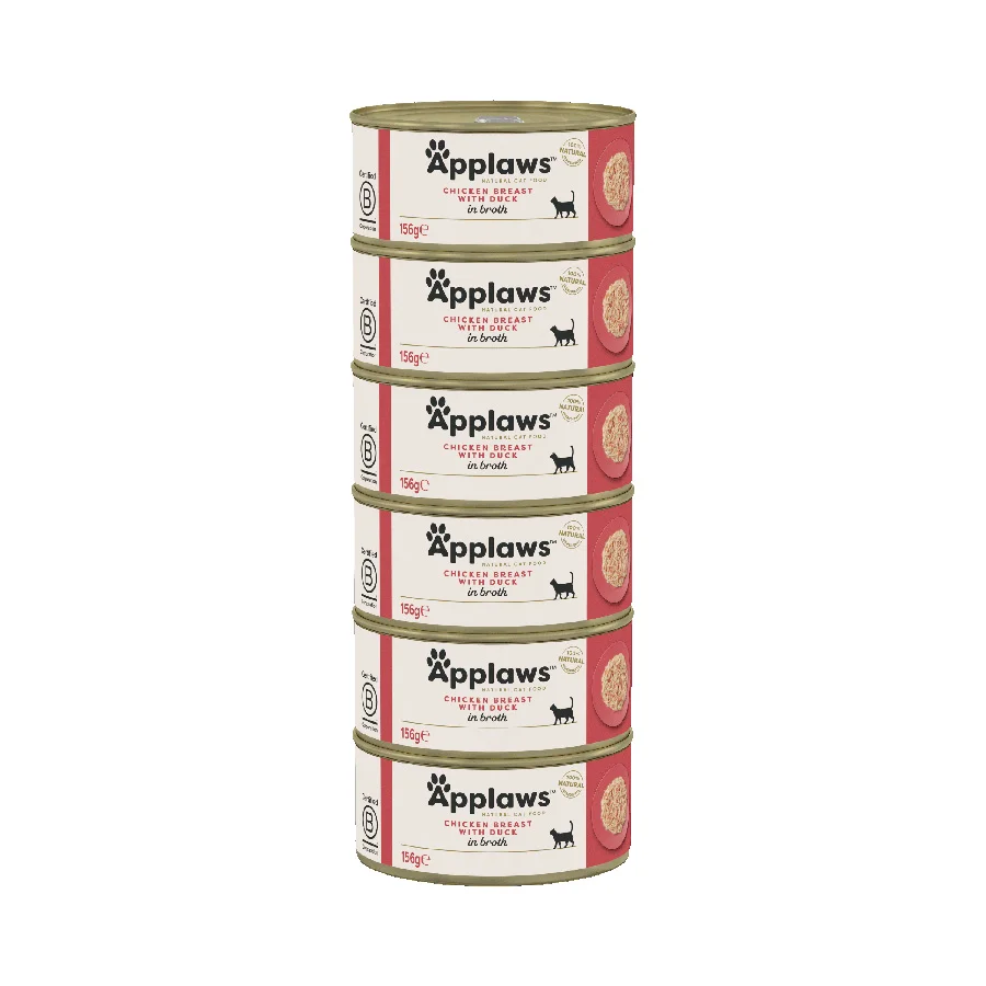 Top-Quality Applaws Natural Wet Adult Cat Food Chicken Breast with Duck in Broth 6x156g Tins Innovative