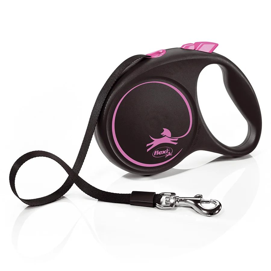 Excellent Flexi Black Design Extending Dog Lead 5m Black Pink Medium Dependable