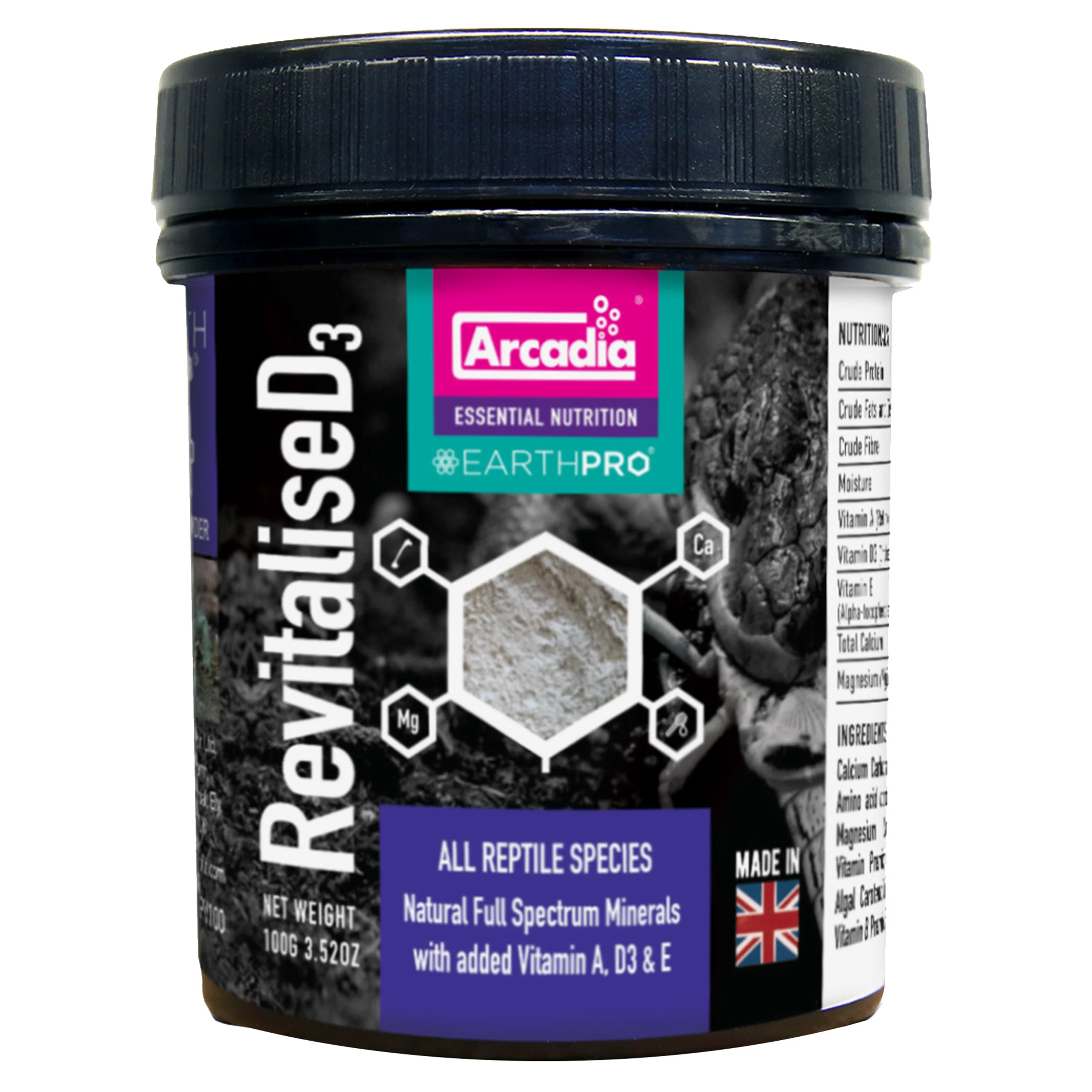 Soft Arcadia Earth Pro RevitaliseD3 Reptile Supplement 100g Recyclable