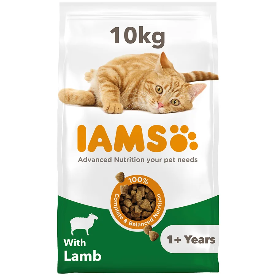 Advanced Iams Vitality Adult Dry Cat Food with Lamb 10kg Fine