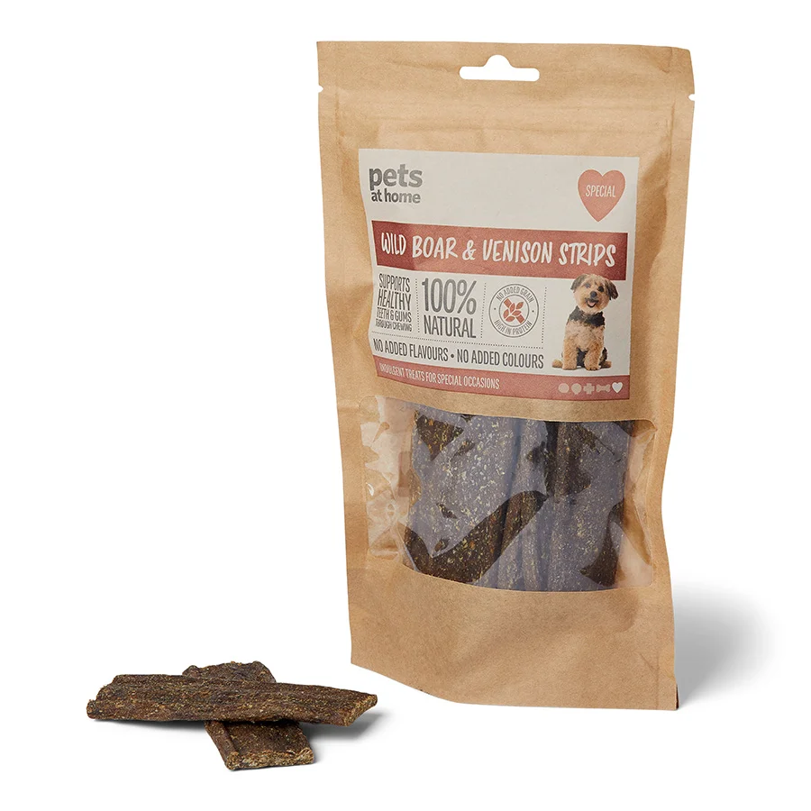 Trendy Pets at Home Natural Wild Boar Venison Dog Treat Strips 10 Pack Superior