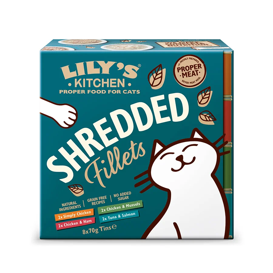 Organic Lily x27 s Kitchen Shredded Fillets Wet Cat Food 8x70g Secure