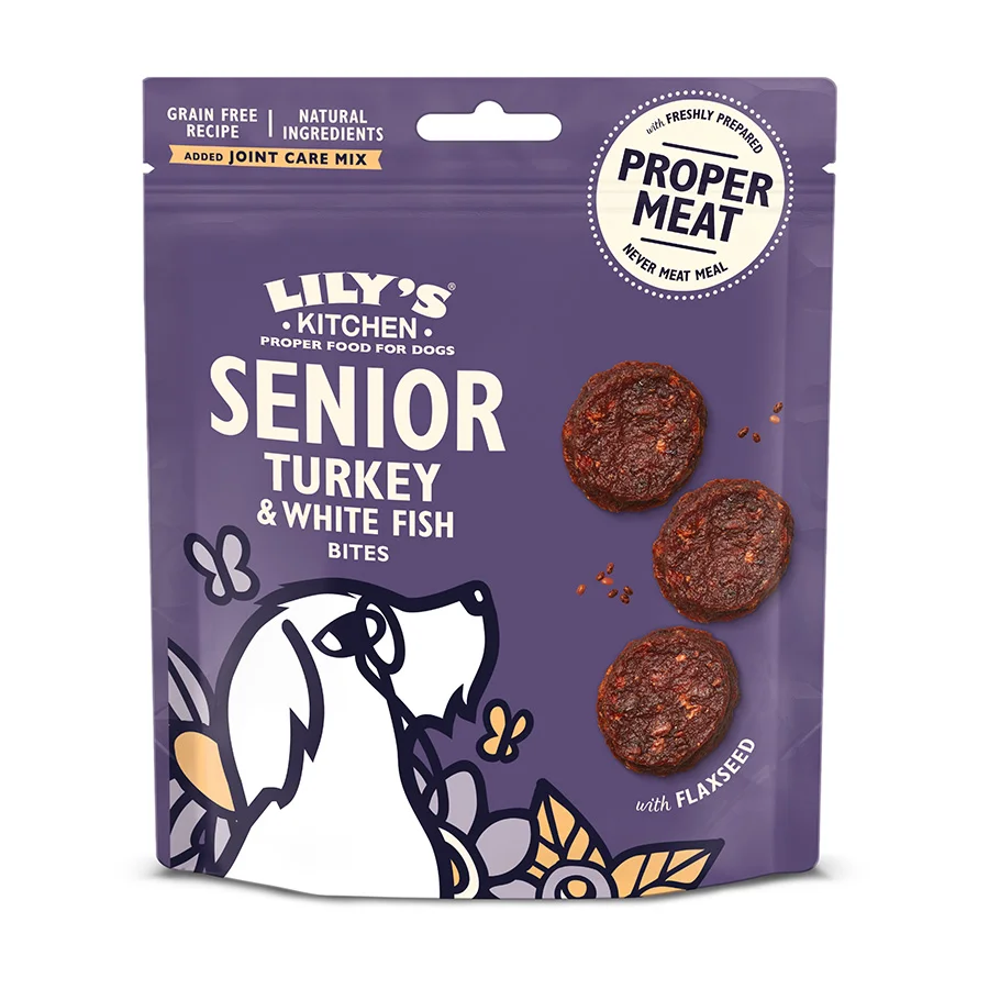 Breathable Lily x27 s Kitchen Senior Turkey White Fish Dog Treats 70g Reliable