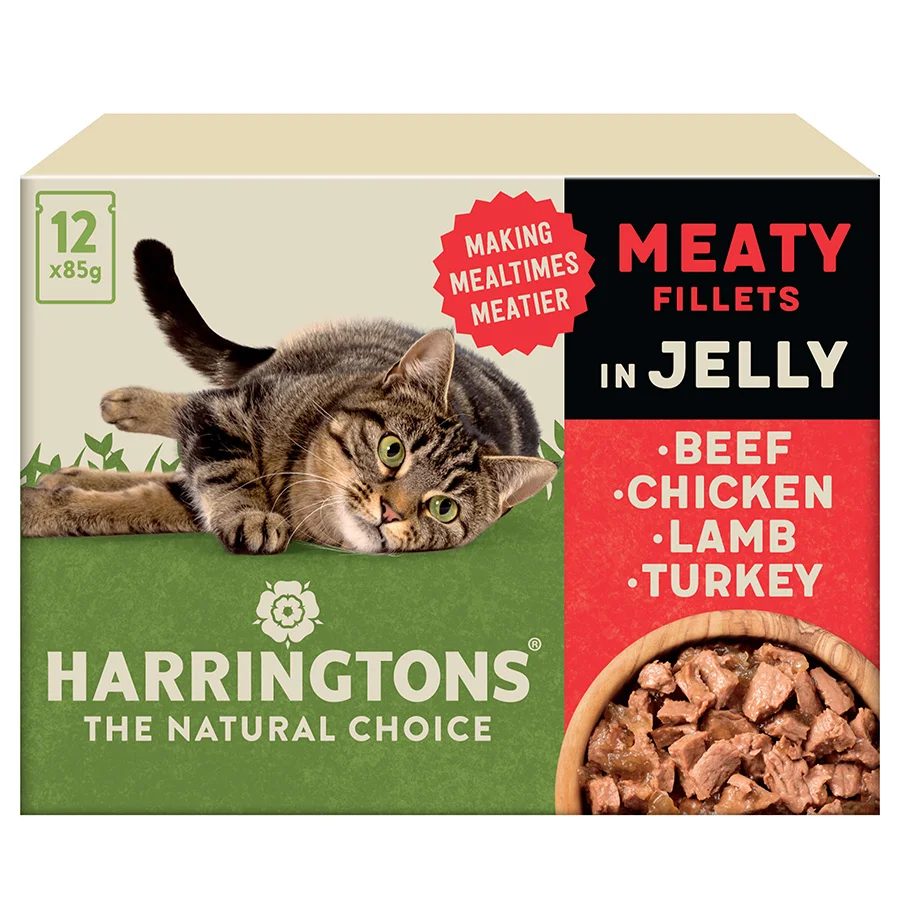 Responsible Harringtons Wet Cat Food Meat in Jelly 12x85g Enhanced