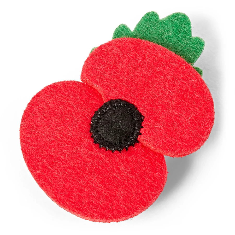 High-Grade Royal British Legion Poppy Dog Collar Charm Red Green