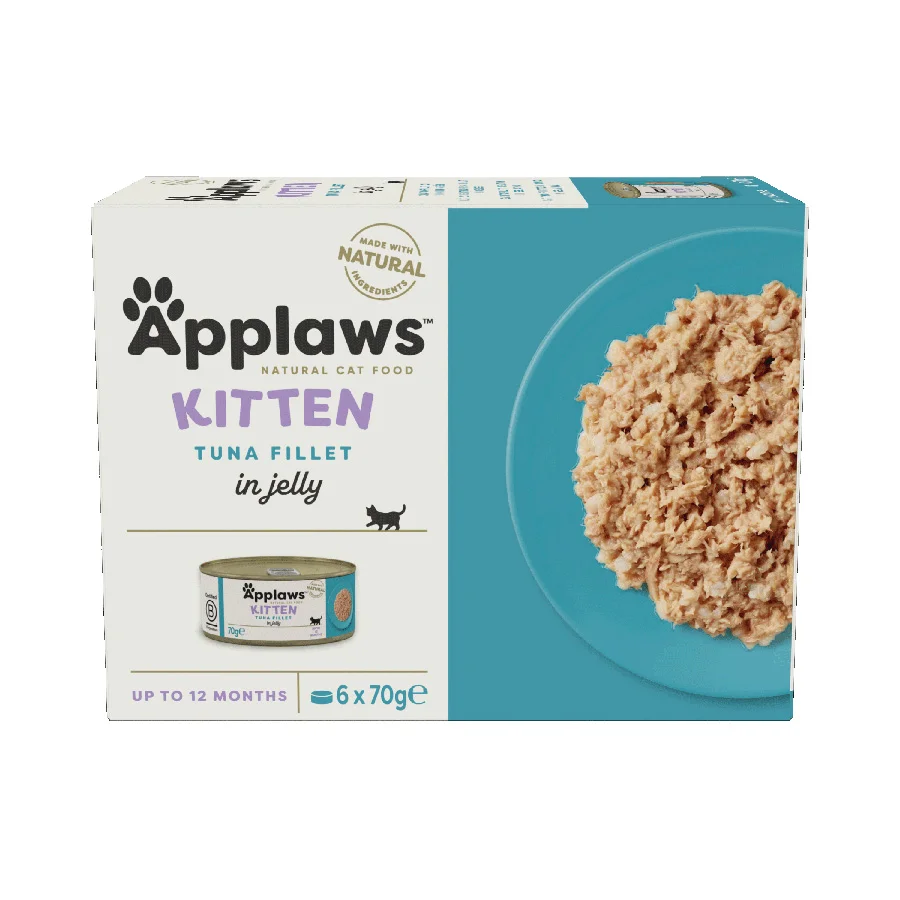 Stylish Applaws Natural Wet Kitten Cat Food Tuna Fillet in Jelly 6x70g Tins Genuine