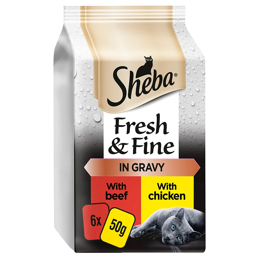 Proven Sheba Fresh Fine Wet Cat Food Beef Chicken In Gravy 6x50g Outstanding