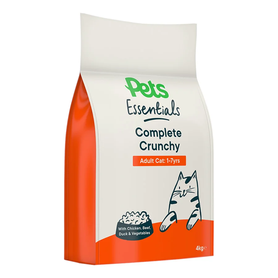Efficient Pets Essentials Complete Chicken， Beef， Duck Veg Dry Adult Cat Food 4kg Flexible