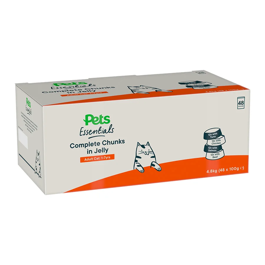 Refined Pets Essentials Chunks in Jelly Selection Wet Adult Cat Food 4.8kg Official