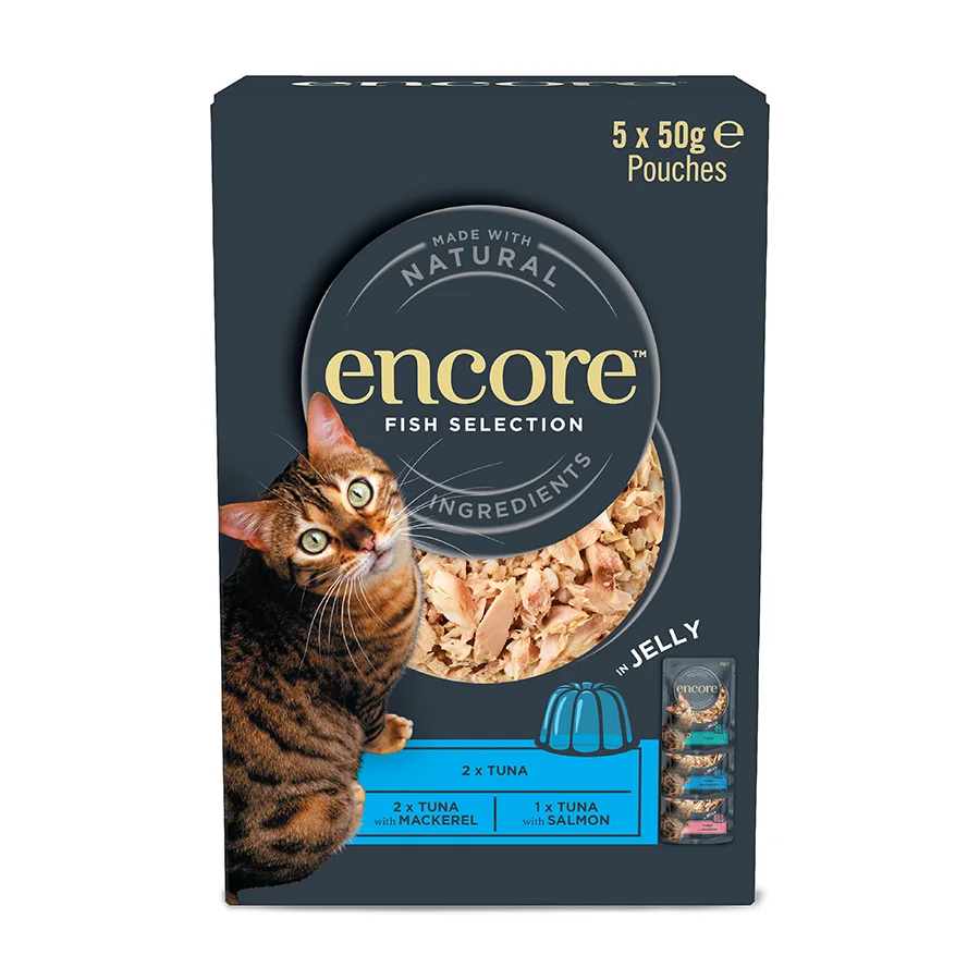 Long-Lasting Encore Adult Wet Cat Food Fish Selection In Jelly 5x50g Easy-to-Use