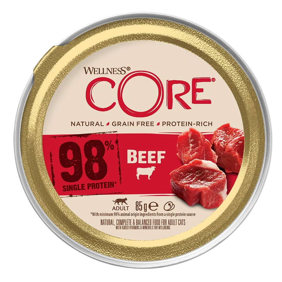 Classic Wellness Core 98 Complete Wet Adult Cat Food with Beef 12x85g Responsible