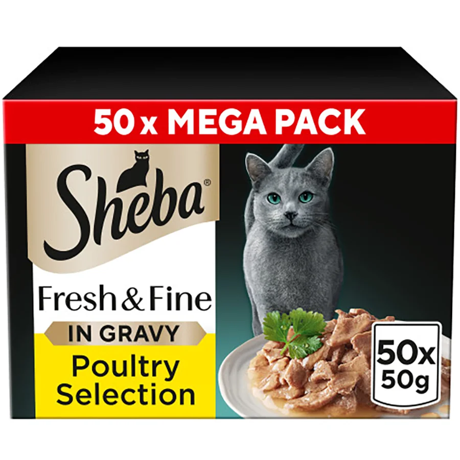 Comfortable Sheba Fresh Fine Wet Cat Food Poultry In Gravy 50x50g Reusable