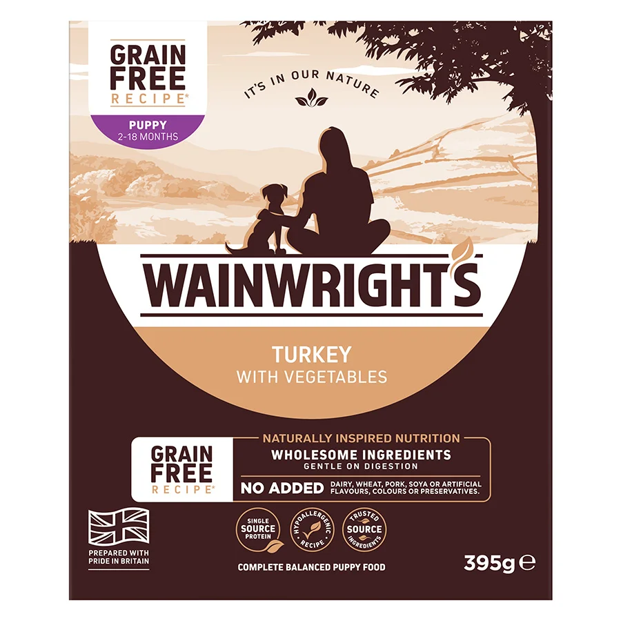 Clean Wainwright x27 s Grain Puppy Wet Dog Food Turkey 395g High-End