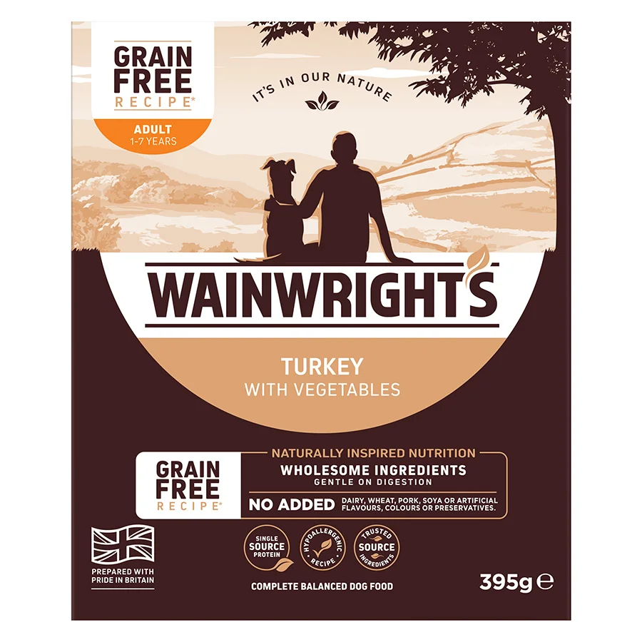 Traditional Wainwright x27 s Grain Adult Wet Dog Food Turkey 395g Premium
