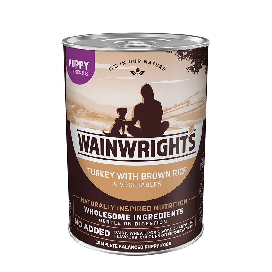 Dependable Wainwright x27 s Puppy Wet Dog Food Turkey with Brown Rice 6x395g Elegant