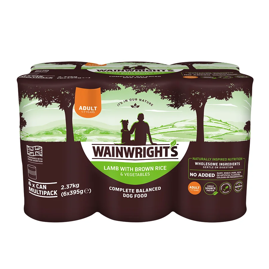 Powerful Wainwright x27 s Adult Wet Dog Food Lamb with Brown Rice 6x395g Proven