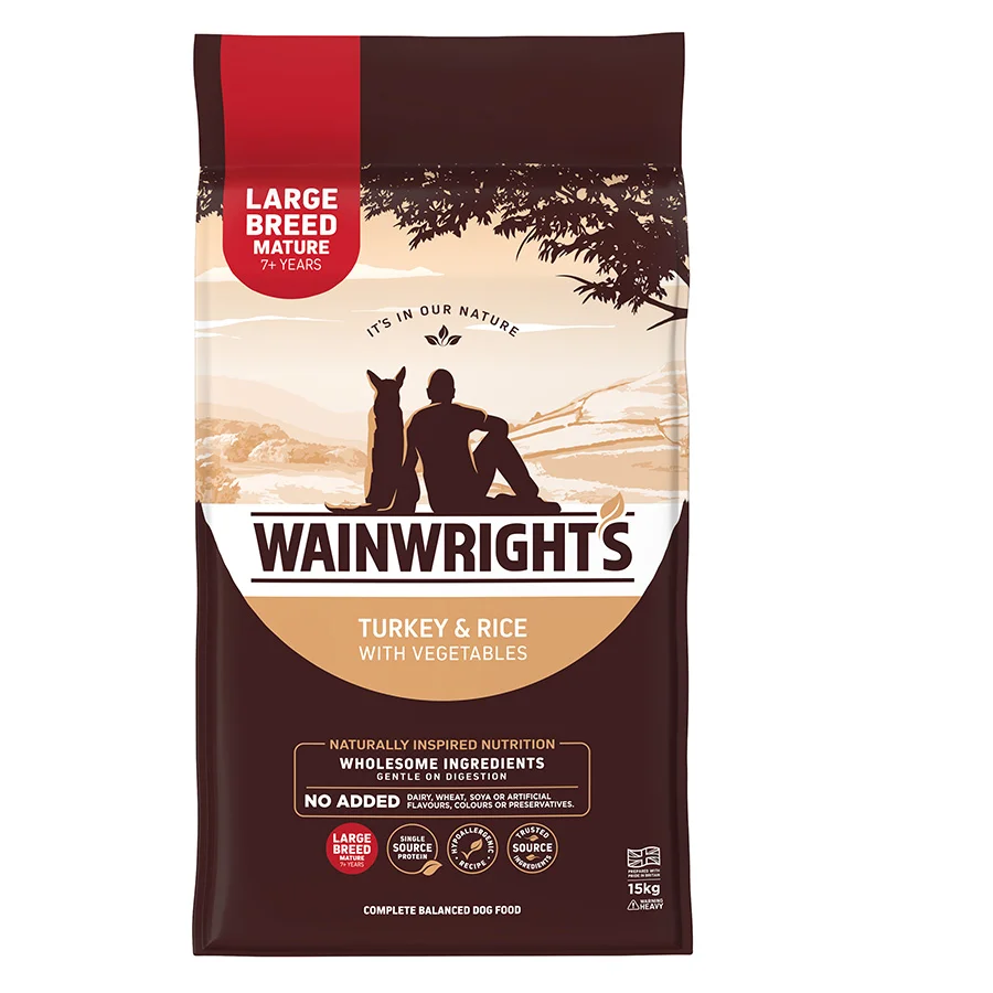 Crafted Wainwright x27 s Large Breed Mature Dry Dog Food Turkey with Rice 15kg Relaxed