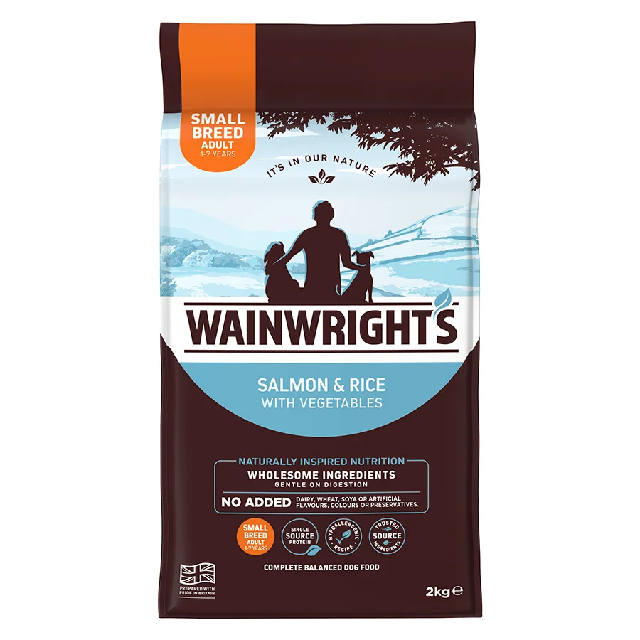 Breathable Wainwright x27 s Small Breed Adult Dry Dog Food Salmon with Rice 2kg Responsible