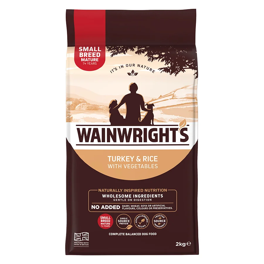 Luxury Wainwright x27 s Small Breed Mature Dry Dog Food Turkey with Rice 2kg Responsible