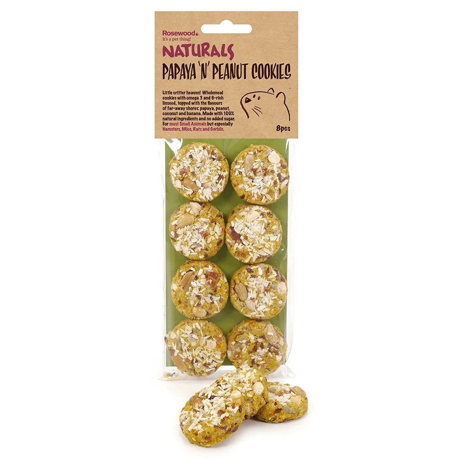 Clean Naturals Papaya x27 N x27 Peanut Cookie Small Animal Treats 8 Pack 80g Fine Crafted