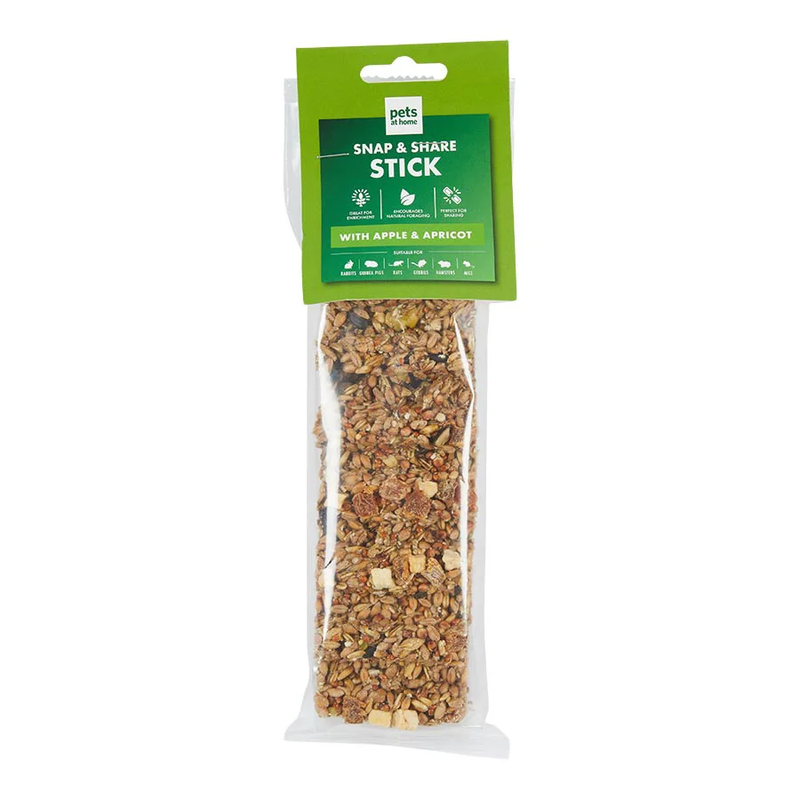 Convenient Pets at Home Small Animal Snap Share Treat Stick with Apple Apricot 110g Premium