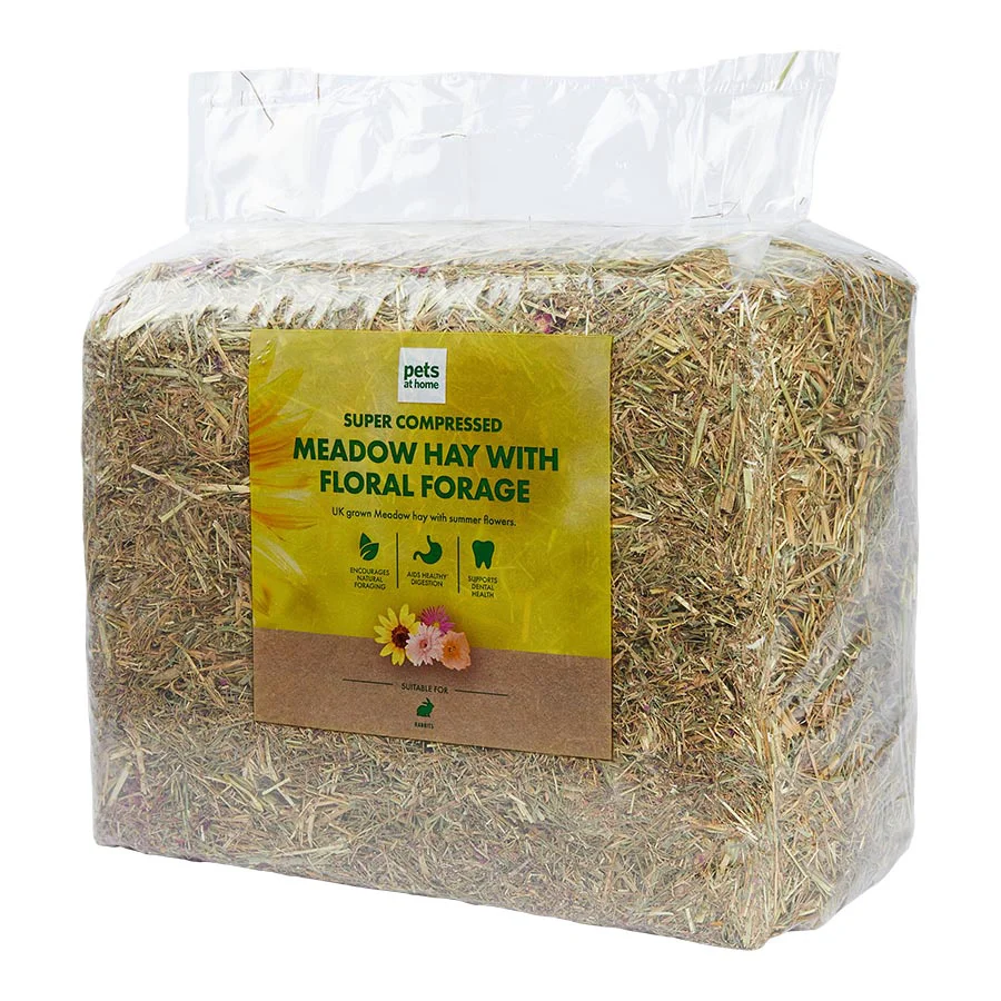 Selected Pets at Home Rabbit Super Compressed Hay with Floral Forage 1kg High-End