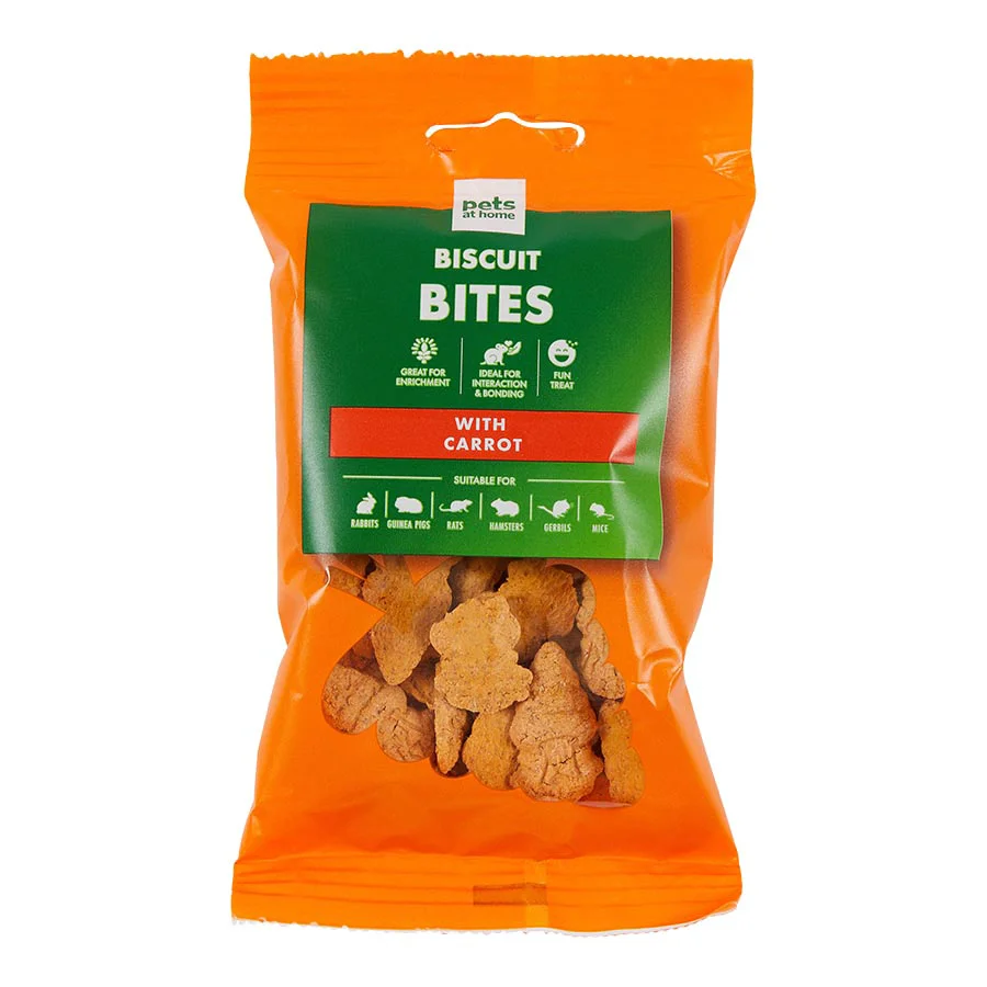 Healthy Pets at Home Small Animal Biscuit Bites Treats with Carrot 60g Fast