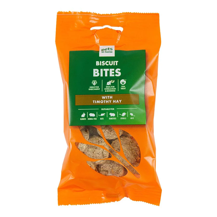 Breathable Pets at Home Small Animal Biscuit Bites Treats with Timothy Hay 60g Clean