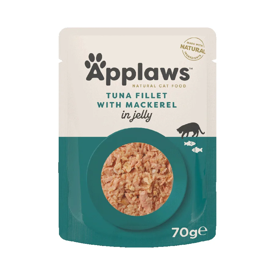 Original Design Applaws Natural Wet Adult Cat Food Tuna Fillet with Mackerel in Jelly 70g Pouch Durable