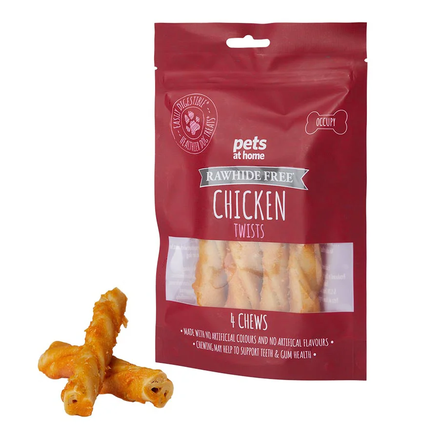 Easy-to-Use Pets at Home Rawhide Adult Dog Treats Chicken Twist 160g Durable