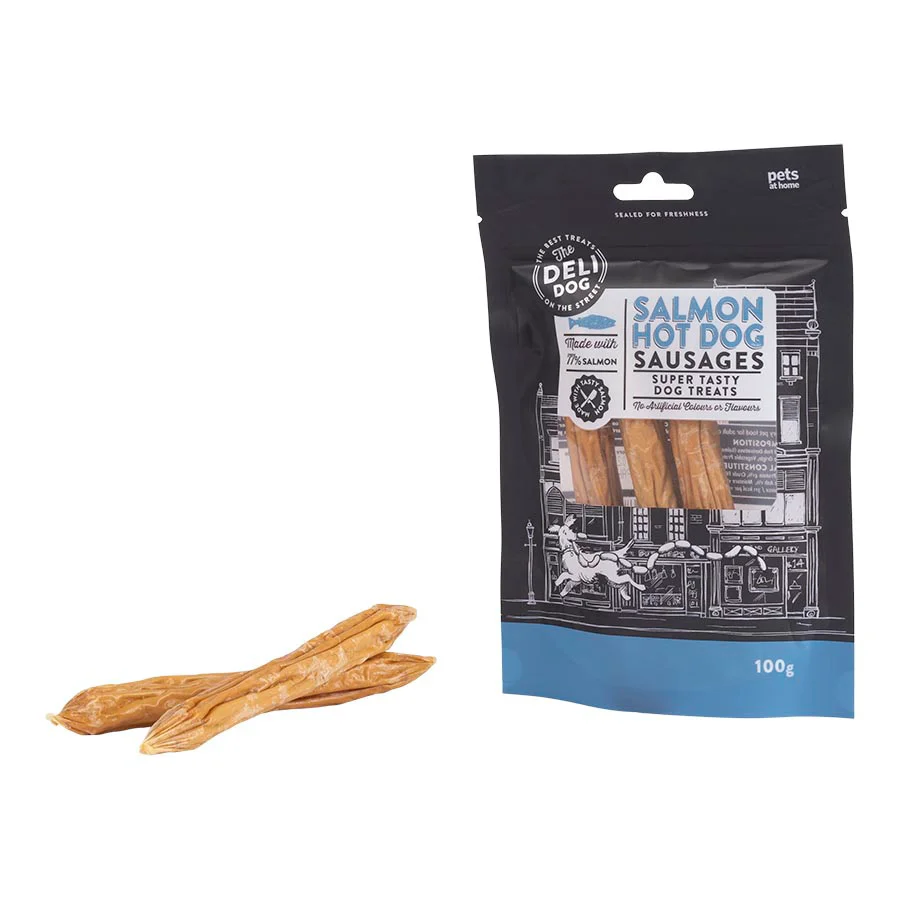 Crafted The Deli Dog Salmon Hot Dogs Adult Dog Treats 100g Durable