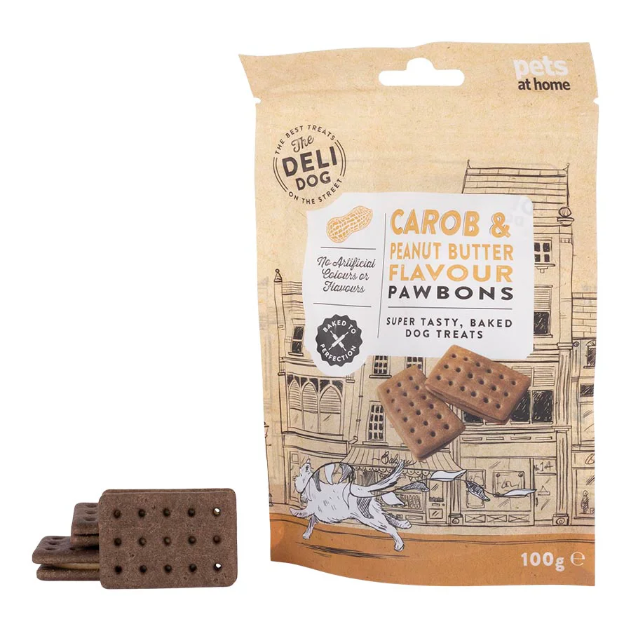 Dependable The Deli Dog Carob Peanut Butter Flavour Pawbons Dog Treats 100g Premium Material