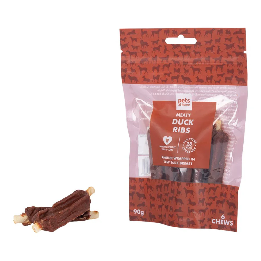 Premium Material Pets at Home Meaty Duck Ribs Dog Treats 6 Pack Lightweight