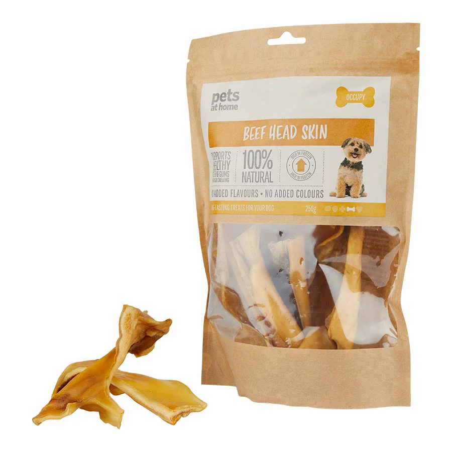 Refined Pets at Home Adult Dog Treats Beef Head Skin 250g Prestigious