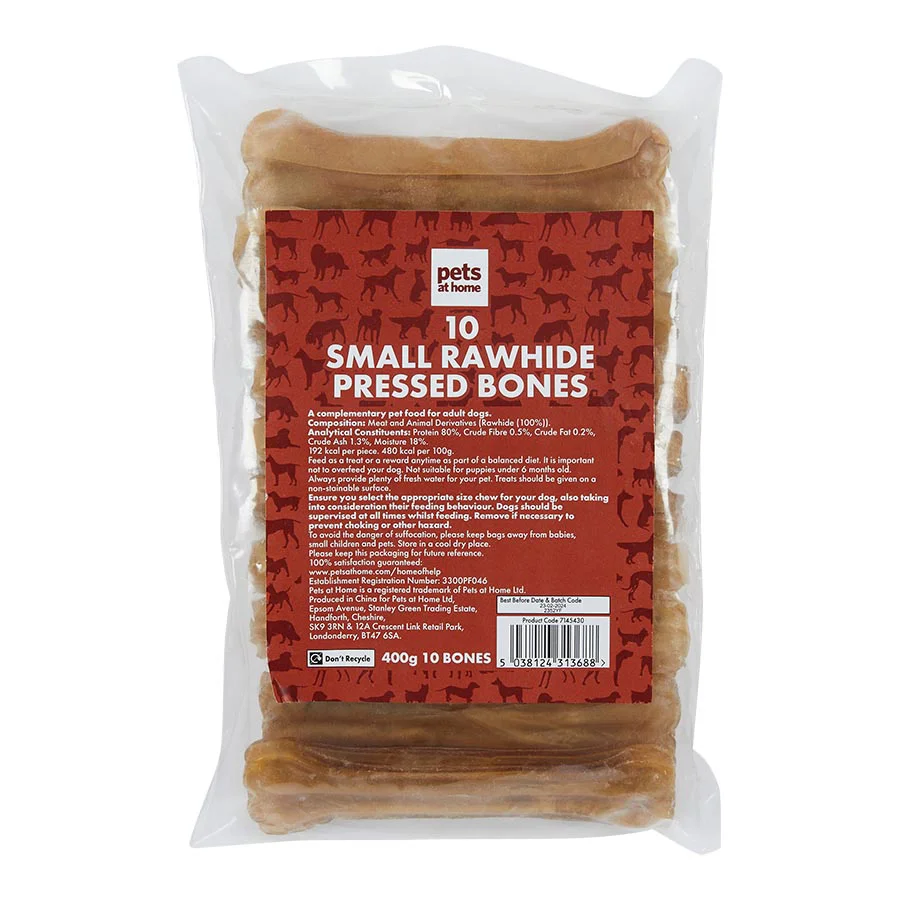 World-Class Pets at Home Rawhide Pressed Bones Dog Treats Premium Material