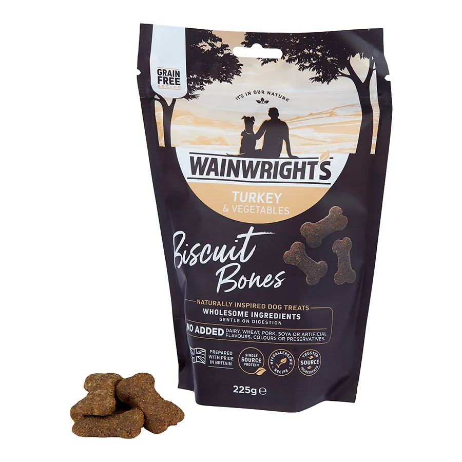 Functional Wainwright x27 s Grain Biscuit Bones Dog Treats Turkey Veg 225g Contemporary