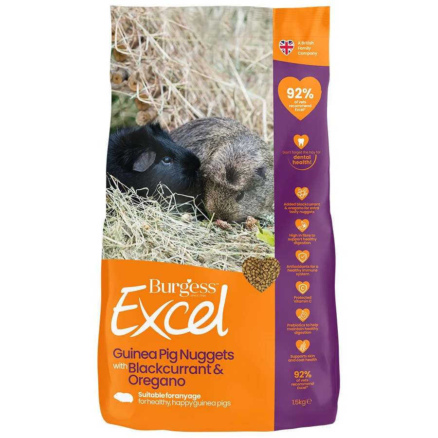 Elegant Burgess Excel Guinea Pig Nuggets with Blackcurrant Oregano 1.5kg Classic