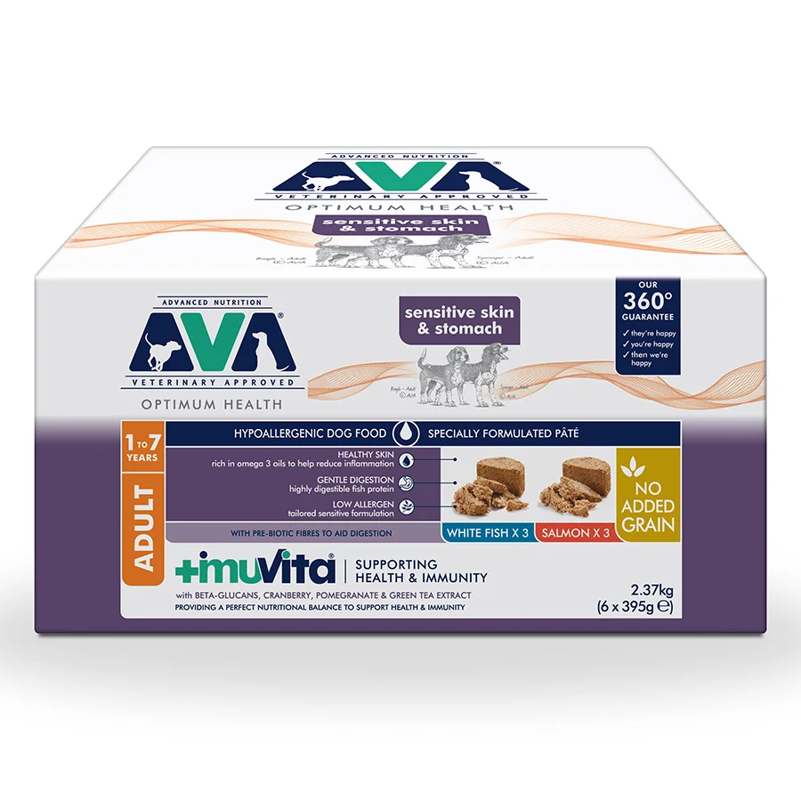 Organic AVA Optimum Health Sensitive Wet Adult Dog Food 6x395g Official