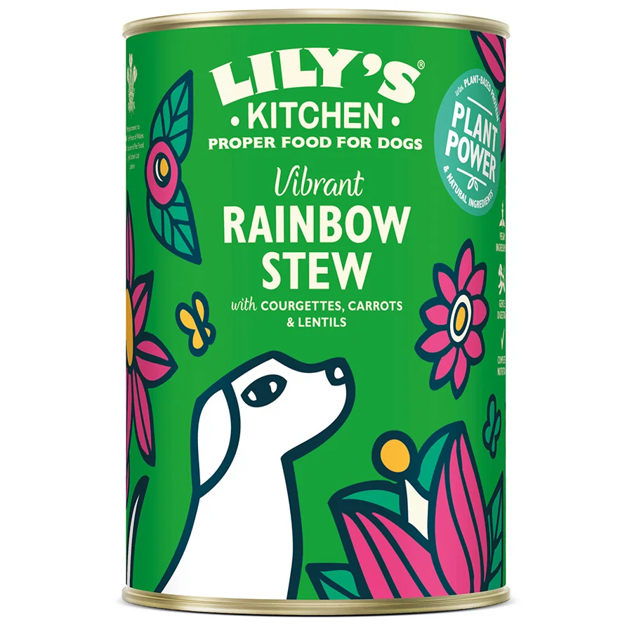 Proven Lily x27 s Kitchen Wet Adult Dog Food Plant-Based Vibrant Rainbow Stew Tin 400g Secure
