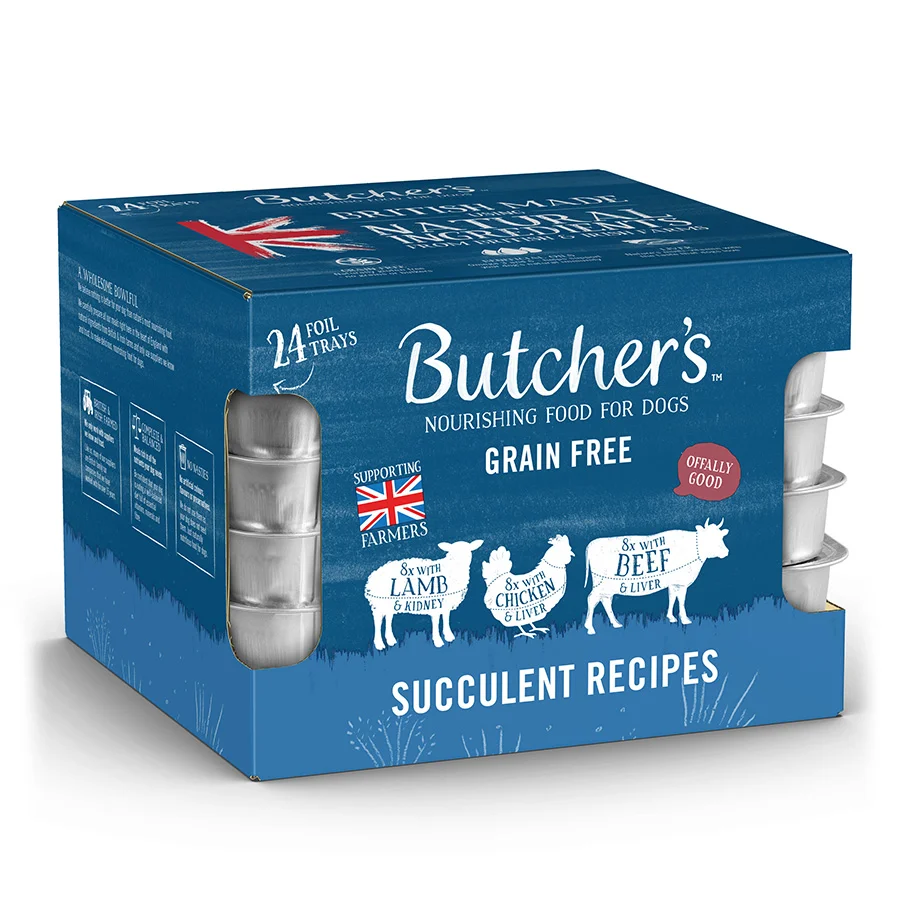 Flexible Butcher x27 s Grain Succulent Recipes Adult Wet Dog Food 24x150g First-Class