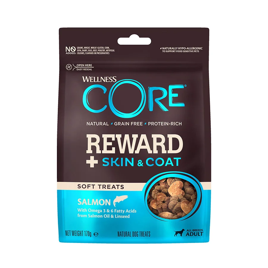 World-Class Wellness Core Reward Salmon Skin Coat Dog Treats 170g Consistent